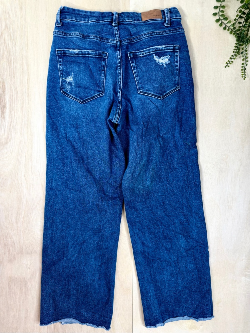 Bohme wide leg distressed blue jeans size 28 - Picture 2 of 11
